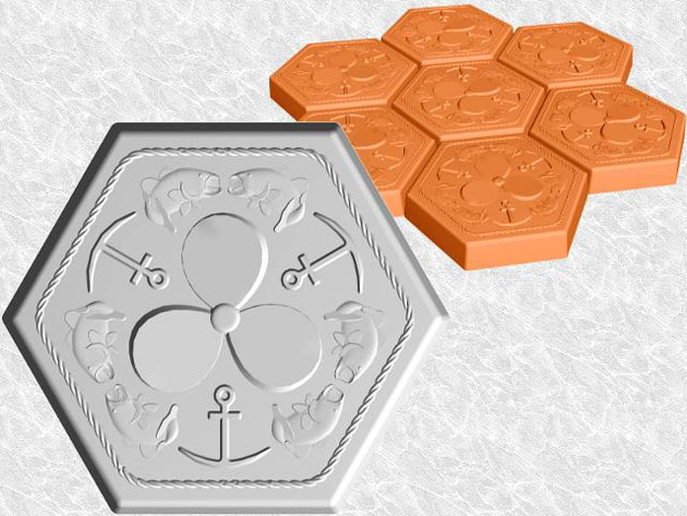 Stepping Stone Molds 009 - Hexagon - Bass Anchors Propellers